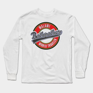 Malawi backpacker world traveler logo Long Sleeve T-Shirt